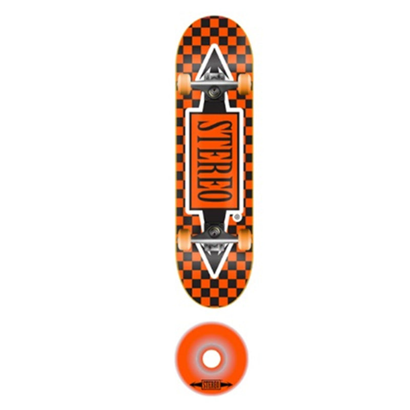 Stereo Orange Checkered Arrows Complete Skateboard
